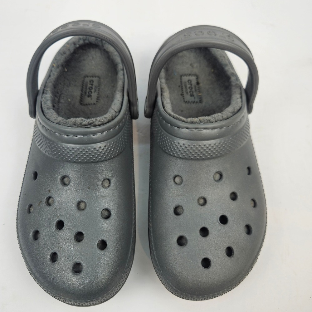 Crocs Classic Lined Clog Mens 10 Grey Good Fleece Dual Comfort Slip On